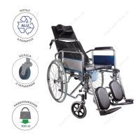 Інвалідний візок із туалетом, гальмами для асистента, відкидною спинкою Ridni Drive KJT704B
