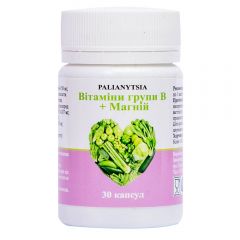 Витамины группы B + Магний, 550 мг, 30 капсул, Palianytsia