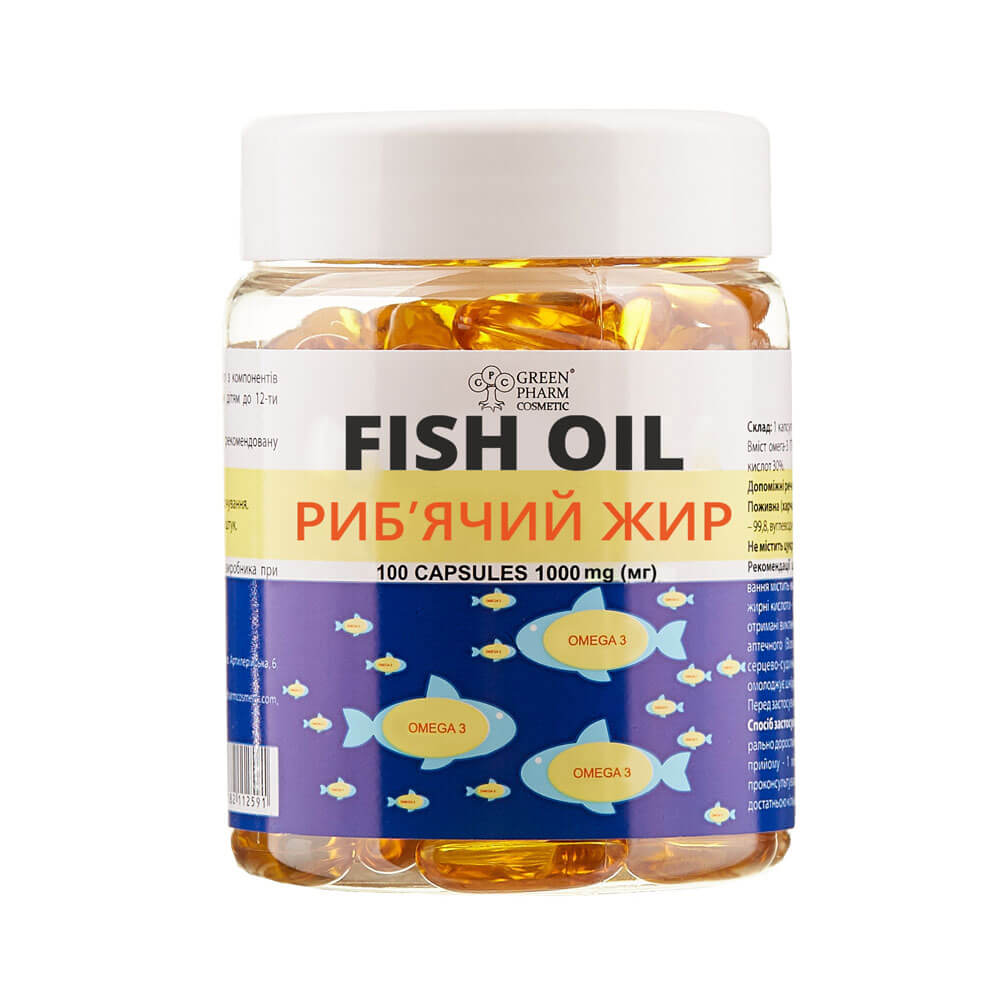 

Риб'ячий жир, 1000 мг, 100 капсул, Green Pharm Cosmetic