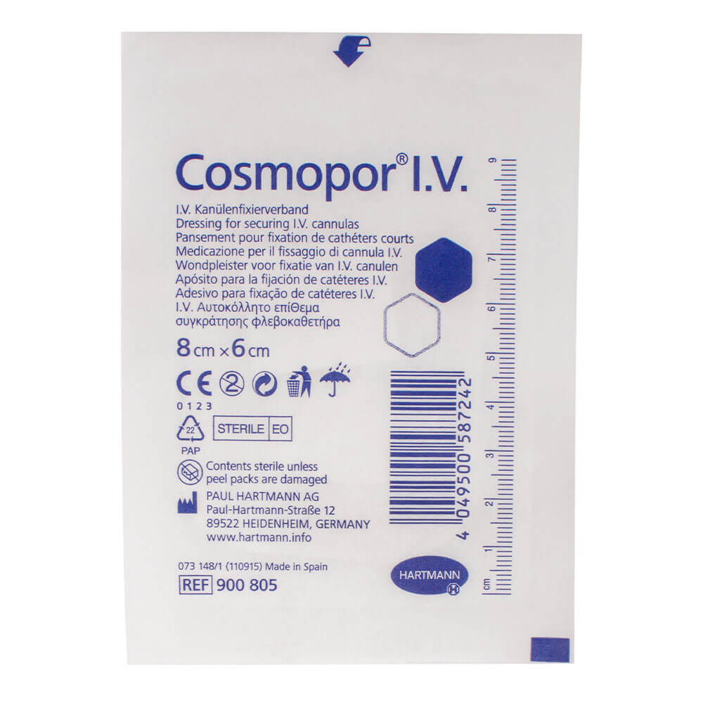 

Повязка пластырная для фиксации канюль Cosmopor I.V., 6x8 см, HARTMANN