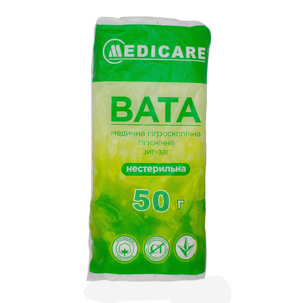 

Вата гігроскопічна гігієнічна нестерильна (зігзаг), 50 г, Medicare