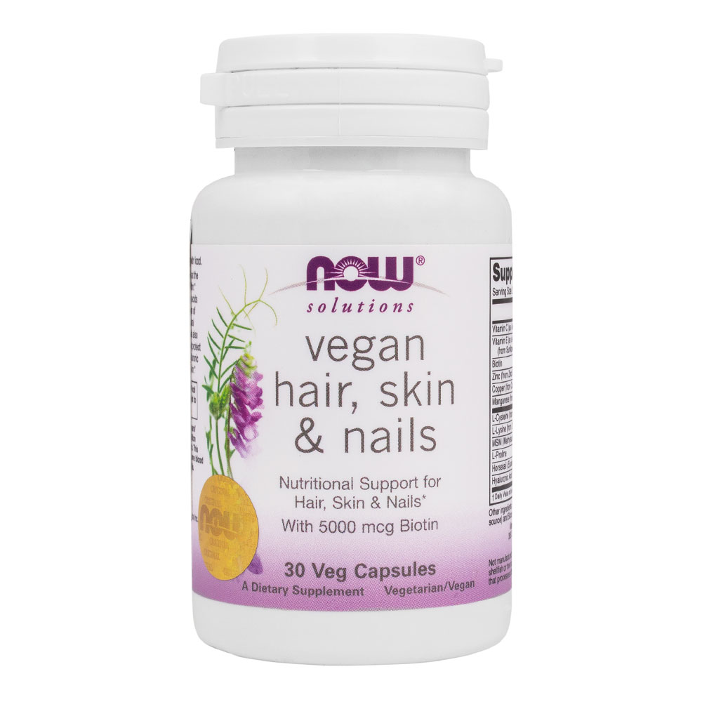 

Комплекс вітамінів для волосся, шкіри, нігтів вегетаріанський Vegan HAIR, SKIN&NAILS, 30 капсул, NOW Foods