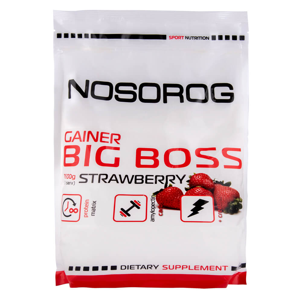 

Гейнер Big Boss, 1,5 кг, со вкусом клубники, Nosorog
