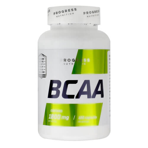 Аминокислотный комплекс BCAA, 1800 мг, 100 капсул, Progress Nutrition