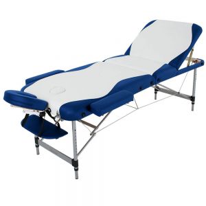 Складной 3-секционный массажный стол RelaxLine модель King (белый/темно-синий)